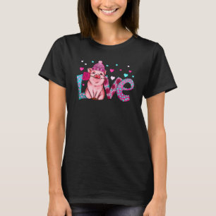 T-shirt Coeurs d'amour de porc Saint Valentin Ferme d'élev