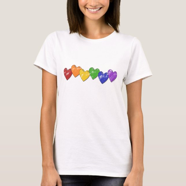 T-shirt Coeurs d'arc-en-ciel (Devant)