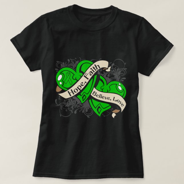 T-shirt Coeurs de foi d'espoir de gastroparésie doubles (Design devant)