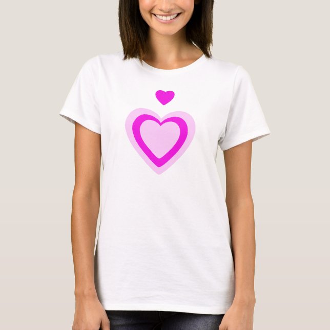 T-SHIRT COEURS DE FUCHSIA ROSE CLAIR (Devant)