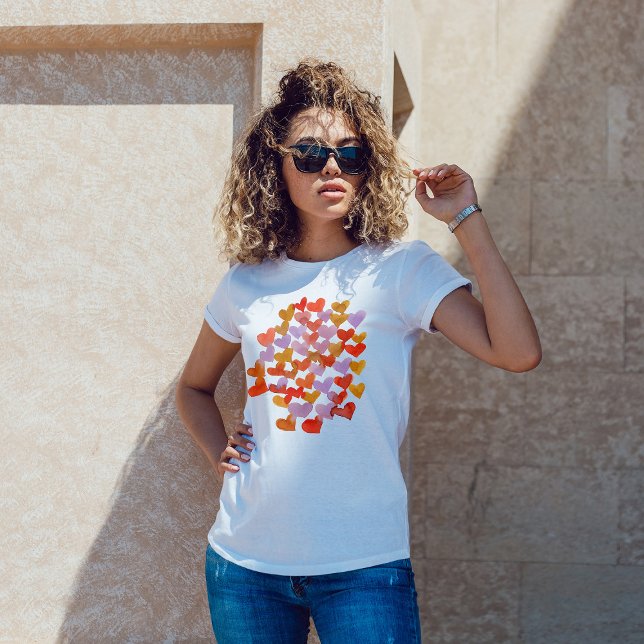 T-shirt Coeurs de fusion d'aquarelle - rétro (Créateur téléchargé)