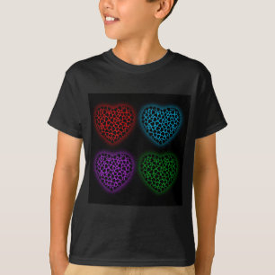 T-shirt Coeurs de Valentine rougeoyant dans l'obscurité