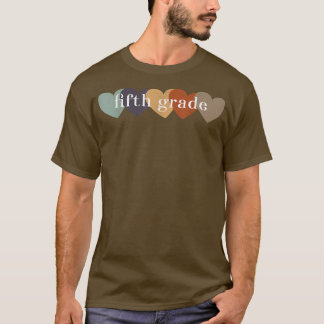 T-shirt Coeurs d'enseignant de cinquième année Retour à l'