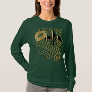 T-shirt Coeurs d'or noir/baiser Fleur de Lis