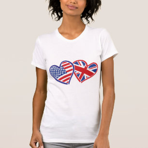 T-shirt Coeurs du drapeau américain et britannique