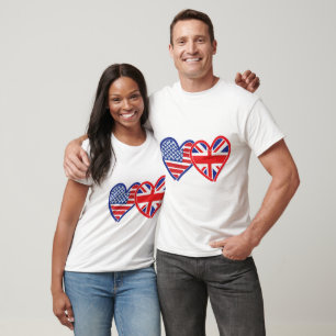 T-shirt Coeurs du drapeau américain/Union Jack