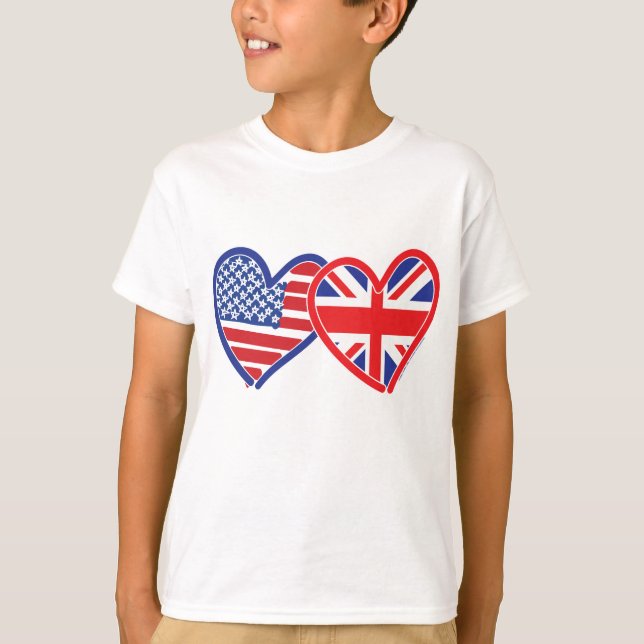 T-shirt Coeurs du drapeau américain/Union Jack (Devant)