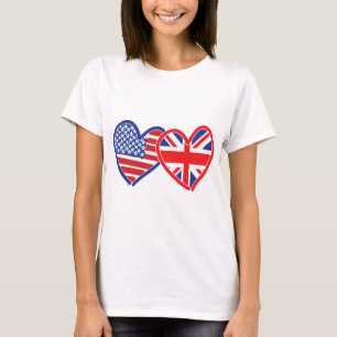 T-shirt Coeurs du drapeau américain/Union Jack