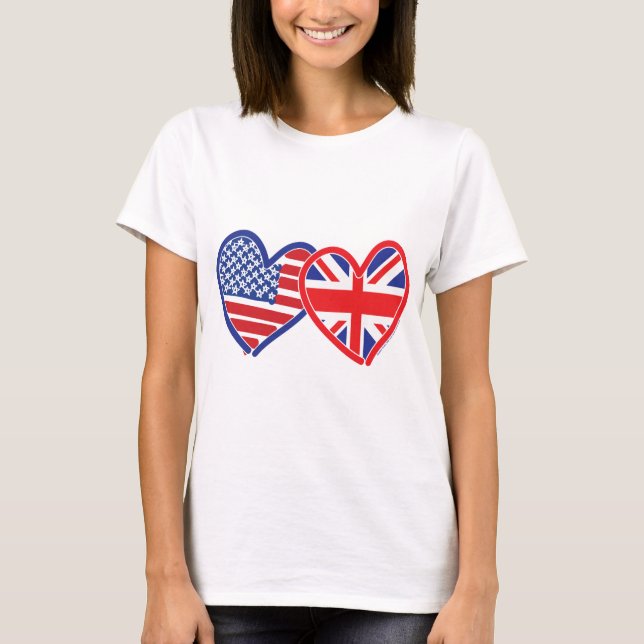 T-shirt Coeurs du drapeau américain/Union Jack (Devant)