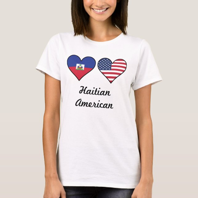 T-shirt Coeurs haïtiens de drapeau américain (Devant)