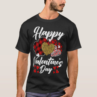 T-shirt Coeurs Heureuses Saintes-Valentin avec Leopard Pla