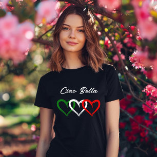 T-shirt Coeurs italiens   Ciao Bella   Votre texte