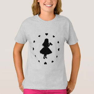 T-shirt Coeurs noirs autour des boissons d'Alice