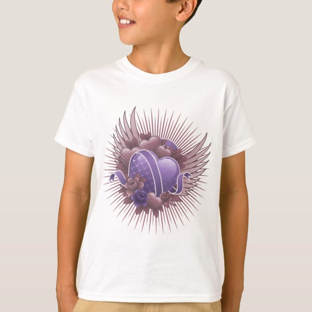T-shirt Coeurs Roses et ailes (Devant)