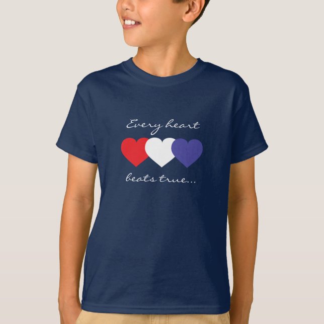 T-shirt Coeurs rouge blanc et bleu (Devant)