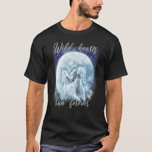 T-shirt Cœurs sauvages galopent pour toujours Cheval Lune 