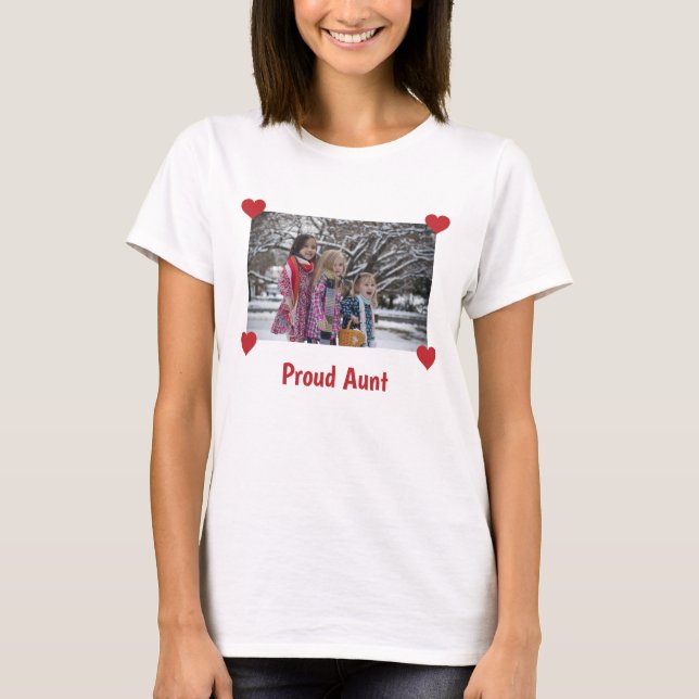 T-shirt Coeurs Tante Fière Personnaliser Photo Faire Votre (Devant)
