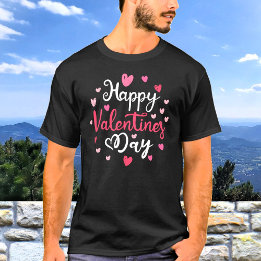 T-shirt Coeurs texte de script Heureuse Sainte-Valentin