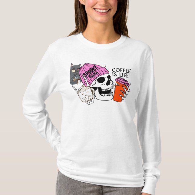 T-Shirt coffee addict sekeleton design (Front)