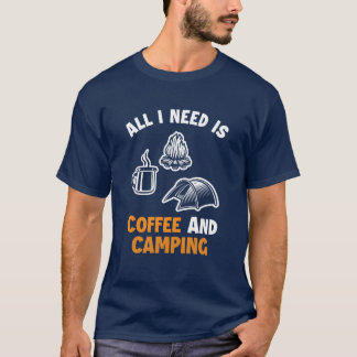 T-shirt Coffee and Camping Backpacking Campgrounds retro
