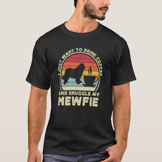 T-shirt Coffee And Newfie For Men Women Newfoundland Dog D (Devant)