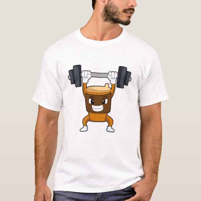 T-shirt Coffee at Strength entraînement avec Barbell (Devant)
