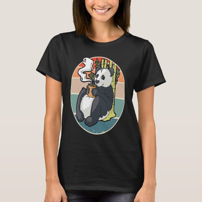 T-shirt Coffee drinking panda (Devant)