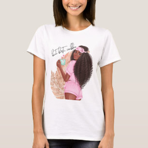 T-shirt Coffee Faux Pailleté Cheveux Fille Rose Rose 