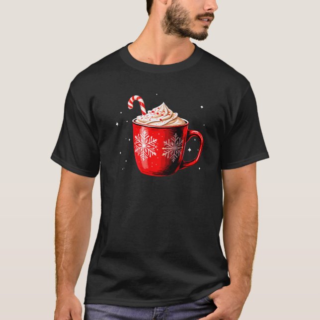 T-shirt Coffee Late Hot Cocoa Gingerbread Candy Cane Chris (Devant)