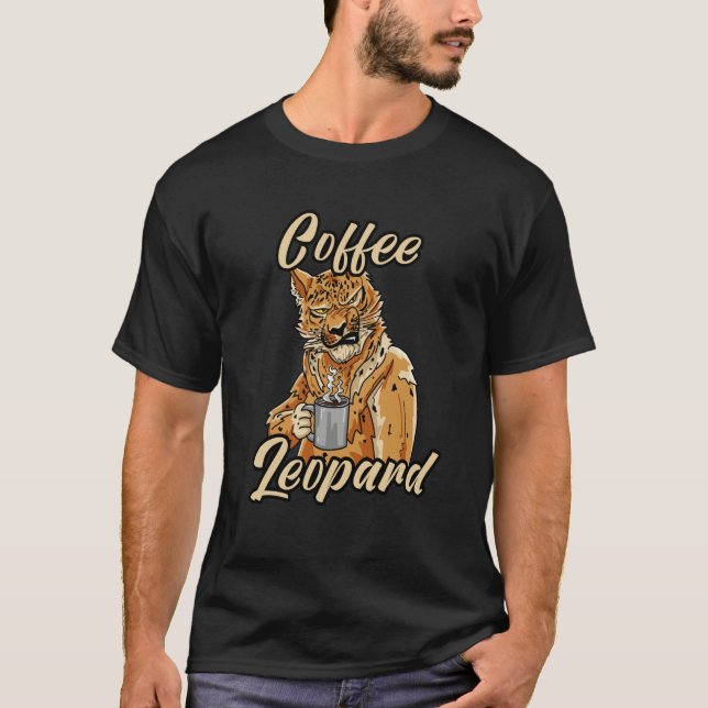 T-shirt Coffee Leopard Grumpy Morning Barista Cat Cafe (Devant)