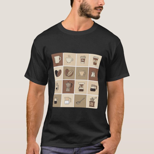 T-shirt Coffee Lover's Icon Grid (Devant)