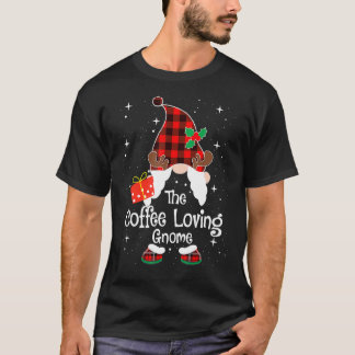 T-shirt Coffee Loving Gnome Buffalo Plaid Matching Family