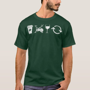 T-shirt Coffee Spin Wine Repeat Funny Spinning Classe de r