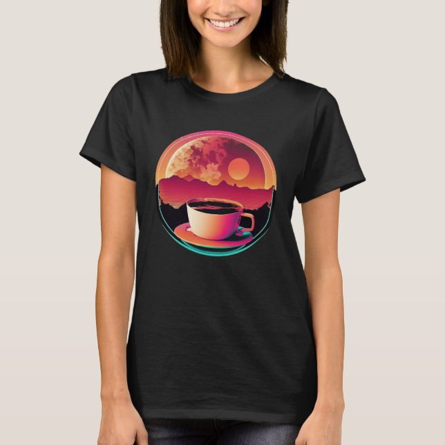 T-shirt Coffee Synthwave 80s Retrowave Aesthetic  1 (Devant)