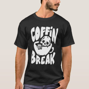 T-shirt Coffin Break Lazy Halloween Costume drôle Skeleton