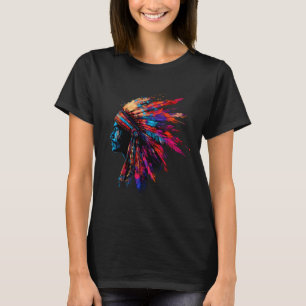 T-shirt Coiffe à plumes d'Amérindien Chef indien Ind