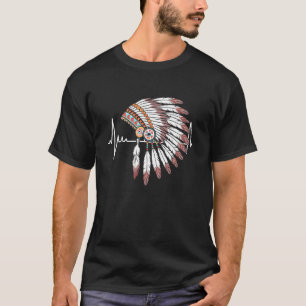 T-shirt Coiffe Indienne d'Amérindien Rythme Cardiaque du C