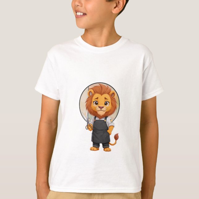 T-shirt Coiffeur Lion Styliste Professionnel Enfants (Devant)