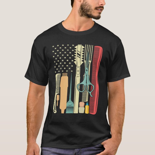 T-shirt Coiffeur Stylo Coiffeur Barber Salon Outils US Ame (Devant)