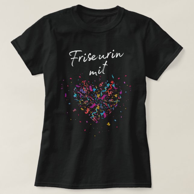 T-shirt Coiffeuse Femme Avec Coeur Coiffeur Salon Ba (Design devant)