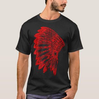 T-shirt Coiffure en plume amérindienne Indian Chief Tri