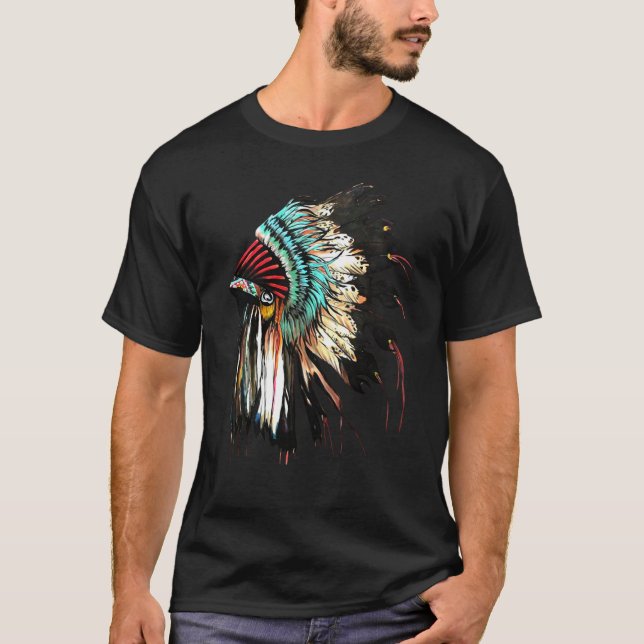 T-shirt Coiffure en plume Coiffure indienne amérindienne (Devant)