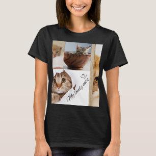 T-shirt Col collage Amateur de Chat Mignon avec De