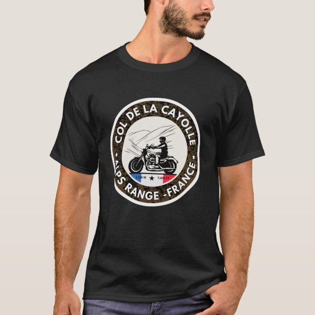 T-shirt Col de la Cayolle français Alpes motobike tour (Devant)