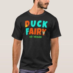T-shirt Col V pour femmes Canard Fée Devenez Végétalien