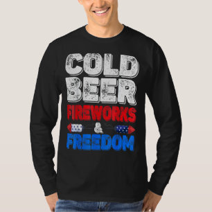 T-shirt Cold Beer Fireworks & Freedom 4 juillet Merica U
