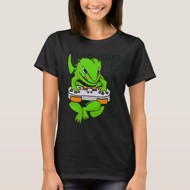T-shirt cold blooded gamer gecko lizard reptile (Devant)