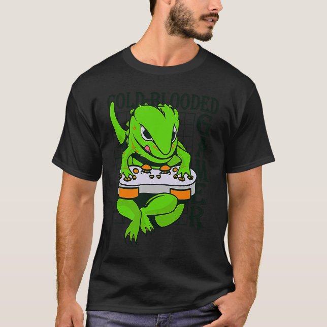 T-shirt cold blooded gamer gecko lizard reptile (Devant)