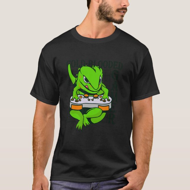 T-shirt cold blooded gamer gecko lizard reptile (Devant)