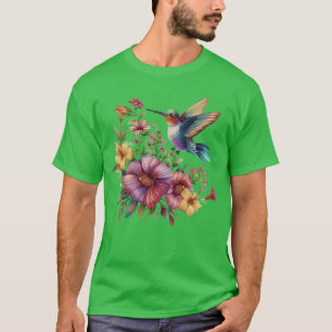 T-shirt Colibri oiseaux fleurs femmes amis drôles